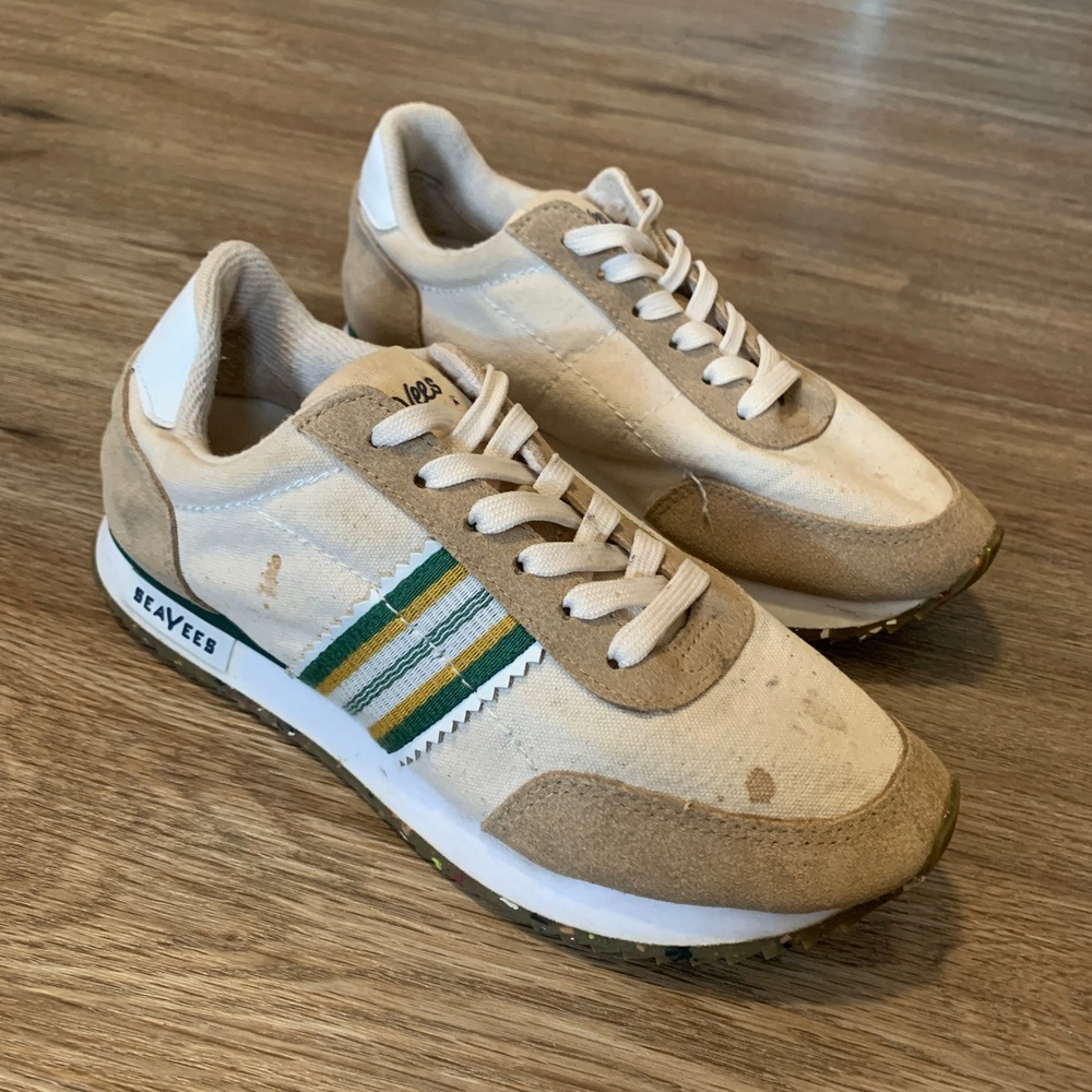 SeaVees Royal Runner Womens Sand Organic Duck Canvas Suede Sneakers 7